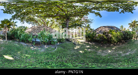 360 degree panoramic view of Bures  - Castaway Island Resort - Qalito Island - Fiji Islands