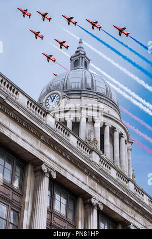 Nottingham Council House (city hall) Including Red Arrows, Old Market Square, Nottingham, Nottinghamshire, England, UK, England UK Stock Photo