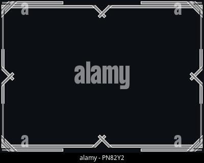 Art deco frame. Vintage linear border. Design a template for invitations, leaflets and greeting cards. The style of the 1920s - 1930s. Vector illustra Stock Vector