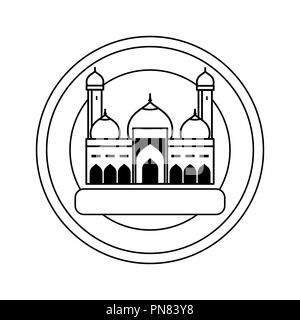 Mosque logo in Circle, isolate on white background - Vector iconic design. Stock Vector