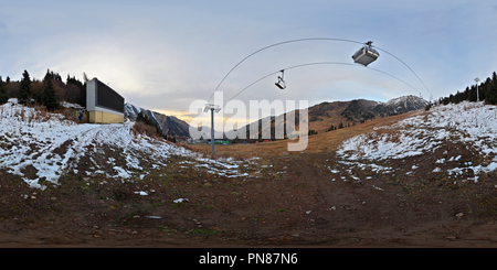 360 degree panoramic view of Shymbulak ski resort, near Medeu