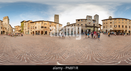 360 degree panoramic view of Piazza della Cisterna. Italy.