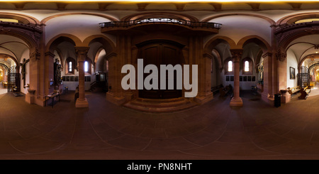 360 degree panoramic view of Dominican Abbey Church St. Paulus Worms, Entrance Area, 2017-02