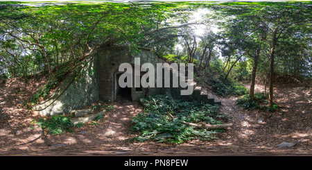360 degree panoramic view of The ruins of the Japanese troops fort in Tomogashima Island, Japan 09