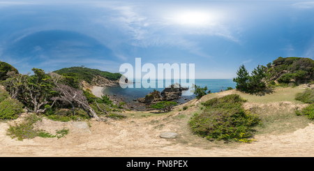 360 degree panoramic view of The ruins of the Japanese troops fort in Tomogashima Island, Japan 03