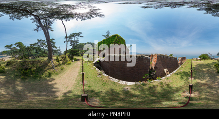 360 degree panoramic view of The ruins of the Japanese troops fort in Tomogashima Island, Japan 02