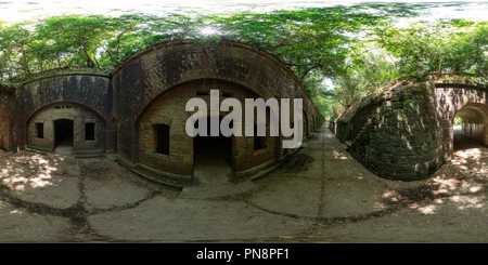 360 degree panoramic view of The ruins of the Japanese troops fort in Tomogashima Island, Japan 06