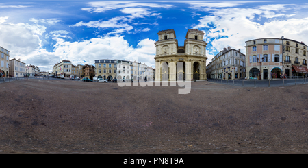 360 degree panoramic view of Republic square at Auch, the capital of Gascony in a cloudy day