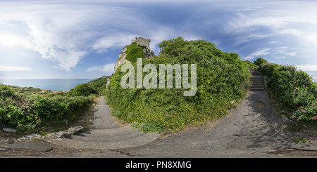 360 degree panoramic view of Rufus Castle, Isle of Portland