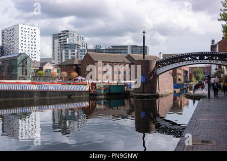 Gas Street Basin canals in Birmingham City Centre, England Stock Photo