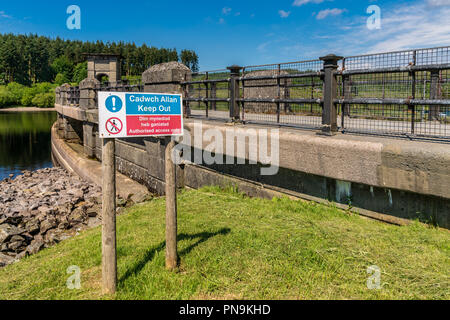The dam at the Alwen Reservoir, Conwy, Wales, UK Stock Photo