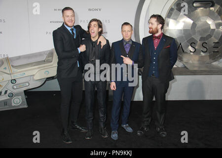 Imagine Dragons, Dan Reynolds, Wayne Sermon, Ben McKee, Daniel Platzman  12/14/2016 The World Premiere of 'Passengers' held at the Regency Village Theatre in Los Angeles, CA Photo by Izumi Hasegawa / HNW / PictureLux Stock Photo