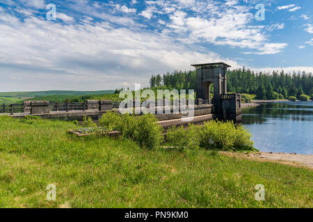 The dam at the Alwen Reservoir, Conwy, Wales, UK Stock Photo