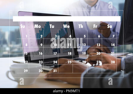 Agenda Activity on conputer Business man Making Agenda Information Calendar Events and Meeting Organizer Stock Photo