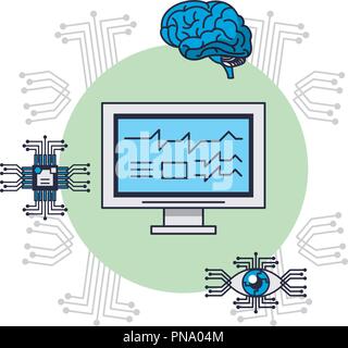 Computer and artificial intelligence Stock Vector