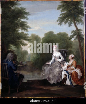 A Fishing Party. Date/Period: Ca. 1730-31. Painting. Oil on canvas Oil. Height: 549 mm (21.61 in); Width: 481 mm (18.93 in). Author: HOGARTH, WILLIAM. William Hogarth. Stock Photo