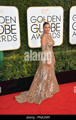 Sofia Vergara at the 74th Golden Globe Awards at The Beverly Hilton Hotel, Los Angeles, CA , USA , January 8, 2017 Stock Photo