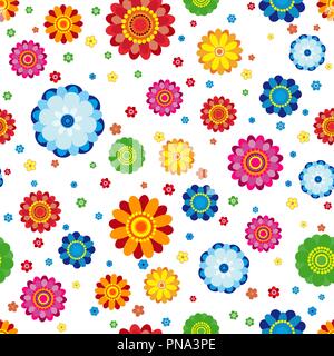 Floral pattern made in flowers on a white background, seamless vector illustration. Stock Vector