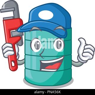 Plumber cartoon water tank for in agriculture Stock Vector