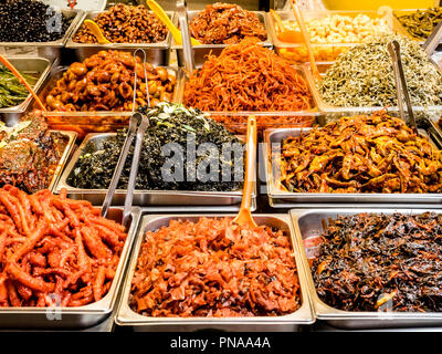 Traditional Korean fermented food at the Gwangjang Market. Seoul, South ...