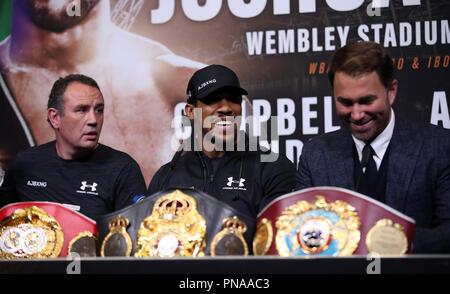 Anthony Joshua during the press conference at Wembley Stadium, London. Stock Photo