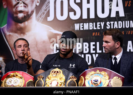 Anthony Joshua during the press conference at Wembley Stadium, London. Stock Photo