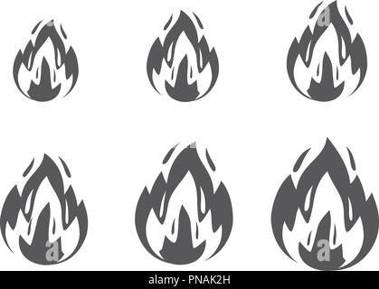 Vector fire sprites, flames symbol and sign illustration on white background. Bonfire, burning, explosion, torch, campfire Stock Vector