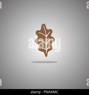 Oak leaf brown. Vector illustration. Gray background with gradient. Stock Vector