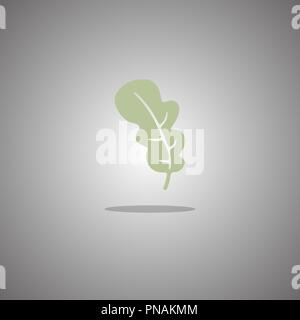 Oak leaf green. Vector illustration. Gray background with gradient. Stock Vector