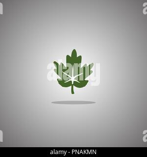 Maple leaf green. Vector illustration. Gray background with gradient. Stock Vector
