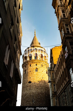 Galata Tower in Old Town of Istanbul, Turkey Stock Photo