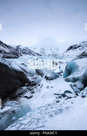 Close up showing glacial tongue of Svinafellsjokull glacier an outlet glacier of Vatnajokull, South Iceland Stock Photo