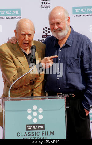 Carl Reiner, Rob Reiner at the Hand and Footprint Ceremony honoring father and son held at the TCL Chinese Theatre in Hollywood, CA, during the TCM Classic Film Festival 2017 on April 7, 2017. Photo by Joe Martinez / PictureLux Stock Photo