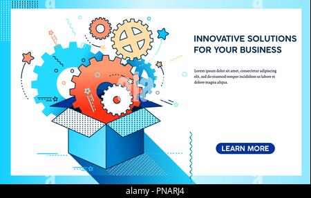 Outside the box innovation concept gorisontal banner Stock Vector