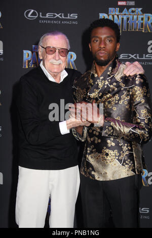 Stan Lee, Chadwick Boseman  01/29/2018 The World Premiere of 'Black Panther' held at The Dolby Theatre in Los Angeles, CA Photo by Izumi Hasegawa / HNW / PictureLux Stock Photo