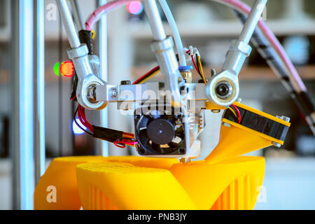 Print parts on a delta 3D printer in industrial lab Stock Photo