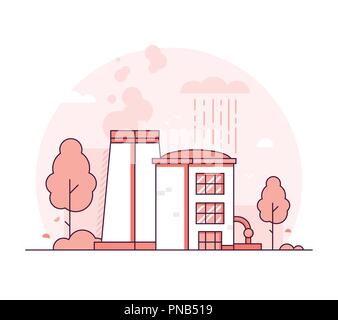 Factory - thin line design style vector illustration Stock Vector