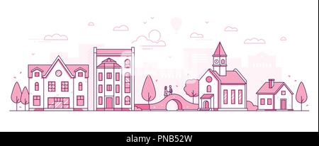 Old town - modern thin line design style vector illustration Stock Vector