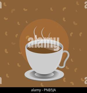 Flat design business Vector Illustration concept template copy space text for Ad website esp isolated 3d isometric. Levitating Cup of Hot Steaming Dri Stock Vector