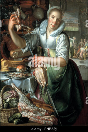 The kitchen maid. Date/Period: Ca. 1620 - ca. 1625. Painting. Height: 131 mm (5.15 in); Width: 100.50 mm (3.95 in). Author: JOACHIM WTEWAEL. WTEWAEL, JOACHIM. Stock Photo