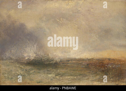 Stormy Sea Breaking on a Shore. Date/Period: Between 1840 and 1845. Painting. Oil on canvas. Height: 445 mm (17.51 in); Width: 635 mm (25 in). Author: J. M. W. Turner. Stock Photo