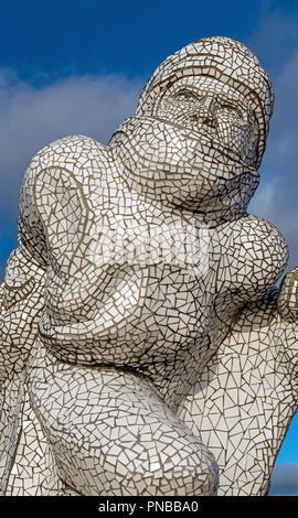 Sculpture Memorial to Captain R F Scott in Cardiff Bay South Wales. Scott left Cardiff on his journey to the Antarctic sponsored by Welsh businessmen Stock Photo