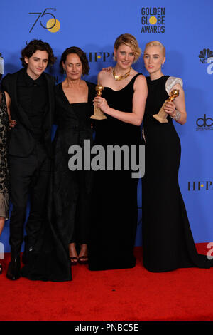 Timothee Chalamet And Greta Gerwig At The 75th Golden Globe Awards ...