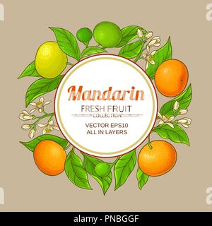 mandarin vector frame on color background Stock Vector