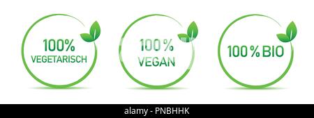 vegan vegetarian bio typography set of organic food tags isolated on a white background vector illustration EPS10 Stock Vector