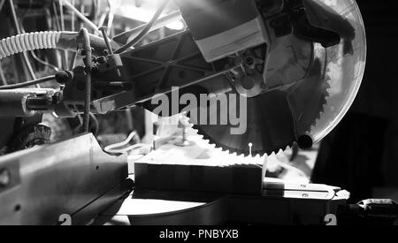 Workshop with tools and electric saws in the process Stock Photo