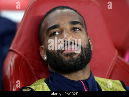 Arsenal's Alexandre Lacazette during the UEFA Europa League, Group E match at the Emirates Stadium, London. PRESS ASSOCIATION Photo. Picture date: Thursday September 20, 2018. See PA story SOCCER Arsenal. Photo credit should read: Nick Potts/PA Wire Stock Photo