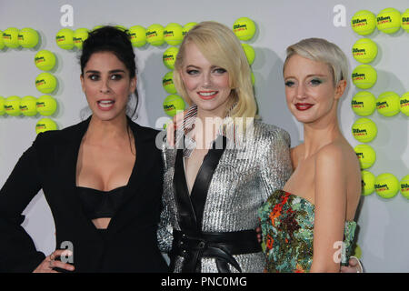 Sarah Silverman, Emma Stone, Andrea Riseborough  09/16/2017 The Los Angeles Premiere of 'Battle of the Sexes' held at Regency Village Theatre in Los Angeles, CA Photo by Izumi Hasegawa / HNW/PictureLux Stock Photo