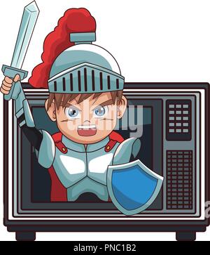 Warrior videogame cartoon Stock Vector