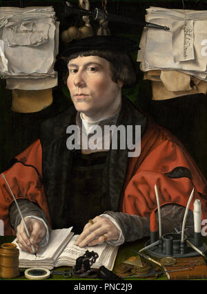 Portrait of a Merchant. Date/Period: Ca. 1530. Painting. Oil on panel. Height: 636 mm (25.03 in); Width: 475 mm (18.70 in). Author: JAN GOSSAERT. Stock Photo